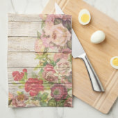 花の庭の木のフェンスをパーソナライズしまスタイリッシュす キッチンタオル (四つ折り)