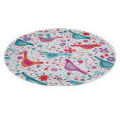 花の庭の水色の絵画鳥 カッティングボード (角)