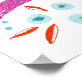 花の庭の水色の絵画鳥 ポスター (角)