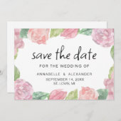 花の庭の水色の花。フローラ結婚の セーブザデート (正面/裏面)