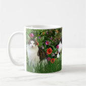 花の庭の猫たち / フォトコラージュ コーヒー コーヒーマグカップ (左)