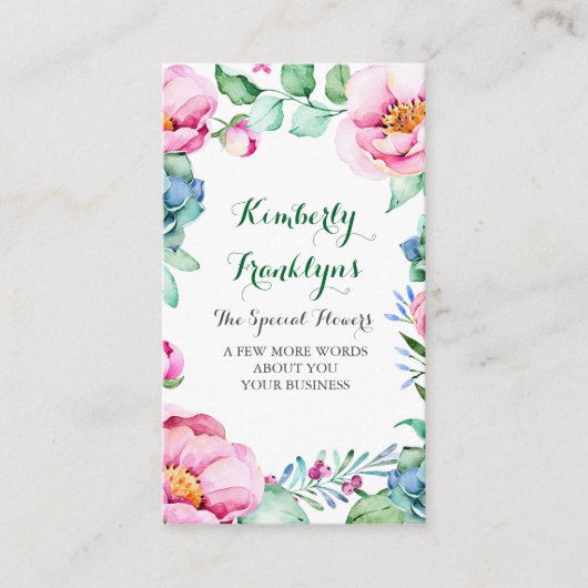 花の庭の絵を描かれる植物の花のSucculents 名刺 (正面)