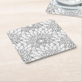 花の庭の落書き スクエアペーパーコースター (アングル)