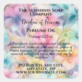 花の庭の香りローラーボトルラベル スクエアシール (正面)