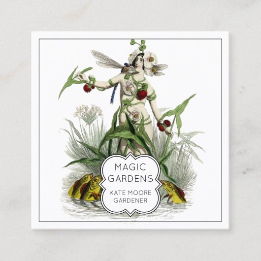 花の庭師または風景の魔法の女性 スクエア名刺 (正面)