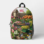 花の庭/庭師 プリントバックパック (正面)