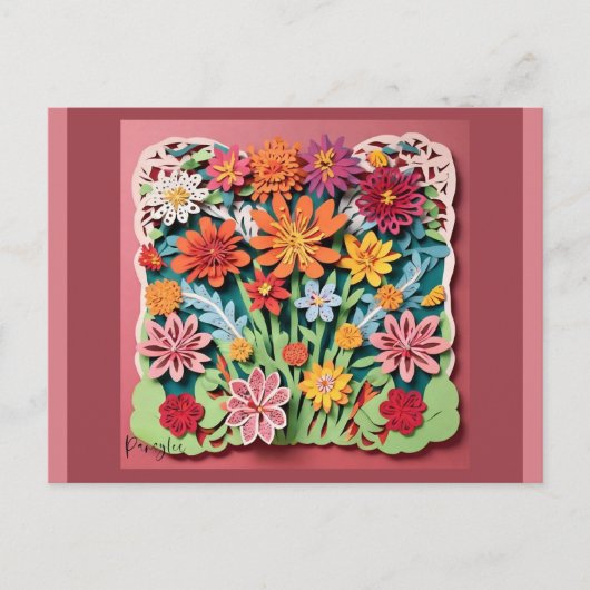 花の庭 |紙アート ポストカード (正面)