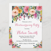 花の引っ越し祝いパーティーのパーティの招待状カード 招待状 (正面/裏面)