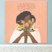 花の引用文感動的ブラックアート キャンバスプリント (インサイチュ (ウッドフロア))