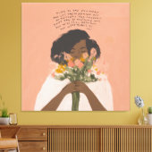 花の引用文感動的ブラックアート キャンバスプリント (インサイチュ (リビング))