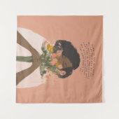 花の引用文感動的ブラックアート タペストリー (正面(横))