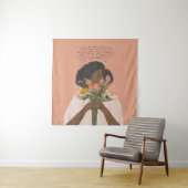 花の引用文感動的ブラックアート タペストリー (インサイチュ)