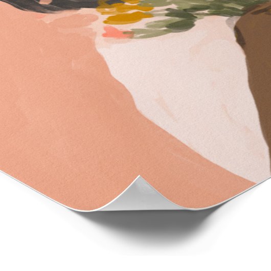 花の引用文感動的ブラックアート ポスター (角)