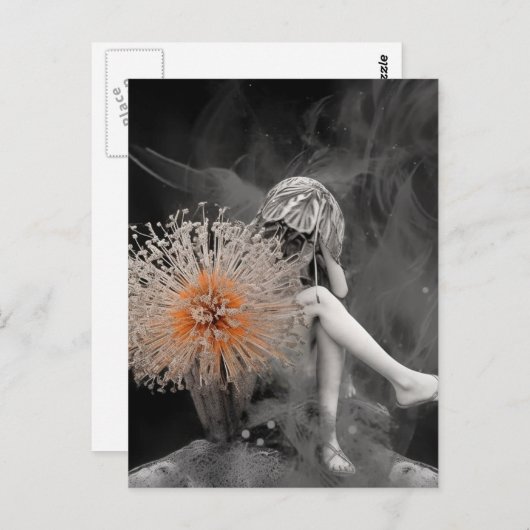 花の後ろの妖精 ポストカード (正面/裏面)