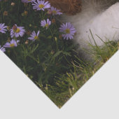 花の後ろの無頓着なチャールズ王スパニエル犬の子犬 薄葉紙 (詳細)