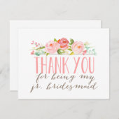 花の後輩の新婦付添人は感謝していしています サンキューカード (正面/裏面)