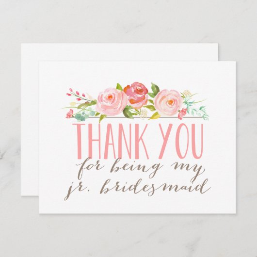 花の後輩の新婦付添人は感謝していしています サンキューカード (正面/裏面)