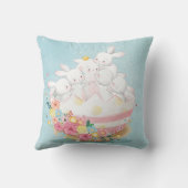 花の復活卵の水彩のバンニー クッション (裏面)