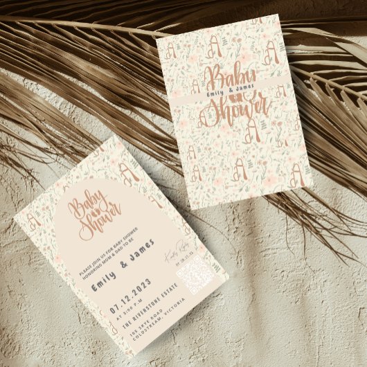 花の性別リビールベビースシャワー招待状 招待状