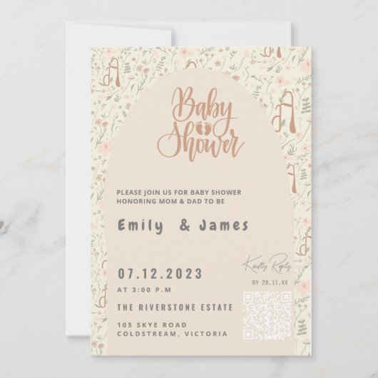 花の性別リビールベビースシャワー招待状 招待状 (正面)