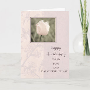 花の息子と娘の義理結婚の記念日 カード