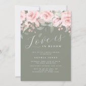 花の愛が咲いている赤いセージのブライダルシャワー 招待状 (正面)