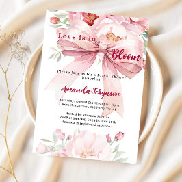 花の愛は開花ピンクボウブライダルシャワー 招待状