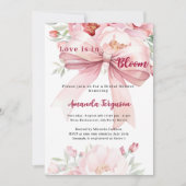 花の愛は開花ピンクボウブライダルシャワー 招待状 (正面)