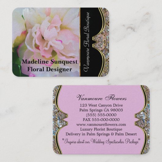 花の感覚の美しくモダンなプロフェッショナル 名刺 (正面/裏面)