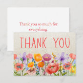 花の感謝 ワイルドフラワー - エレガントな花 サンキューカード (正面/裏面)