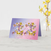 花の手紙で22回目の誕生日カード カード (黄色い花)