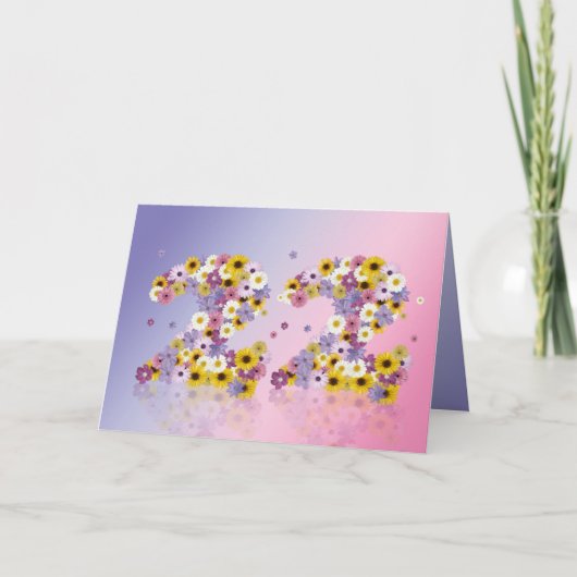 花の手紙で22回目の誕生日カード カード (正面)