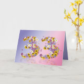 花の手紙で33歳の誕生日カード カード (黄色い花)