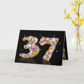 花の手紙で37歳の誕生日カード カード (黄色い花)