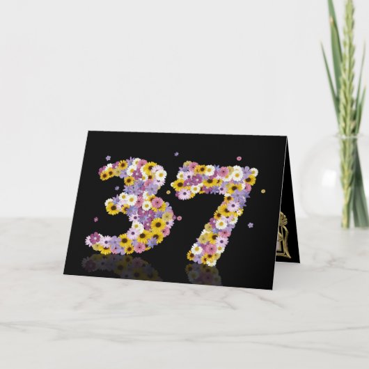花の手紙で37歳の誕生日カード カード (正面)
