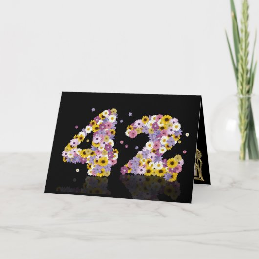 花の手紙で42回目の誕生日カード カード (正面)