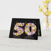 花の手紙で50歳の誕生日カード カード (黄色い花)