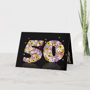 花の手紙で50歳の誕生日カード カード