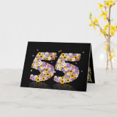 花の手紙で55歳の誕生日カード カード (黄色い花)
