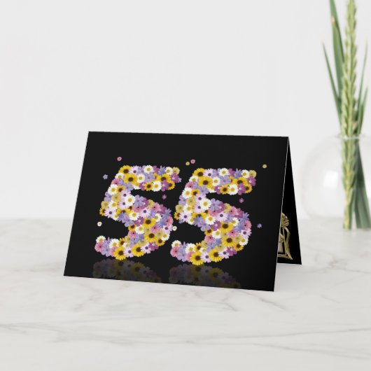 花の手紙で55歳の誕生日カード カード (正面)