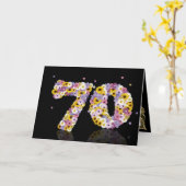 花の手紙で70歳の誕生日カード カード (黄色い花)
