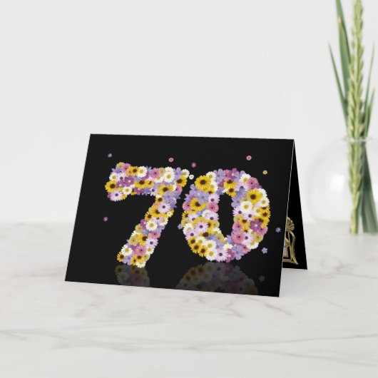 花の手紙で70歳の誕生日カード カード (正面)