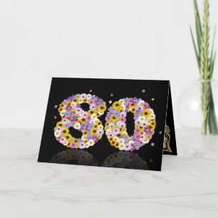 花の手紙で80歳の誕生日カード カード