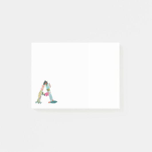 花の手紙のモノグラムのイニシャル- A ポストイット (正面)