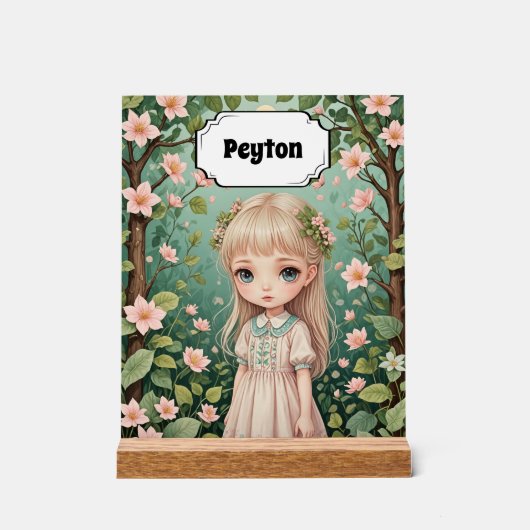 花の抱擁パーソナライズされた アクリルサイン (正面)