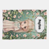 花の抱擁パーソナライズされた キッチンタオル (横)