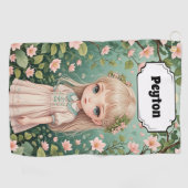 花の抱擁パーソナライズされた ゴルフタオル (横)