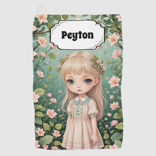 花の抱擁パーソナライズされた ゴルフタオル (正面)