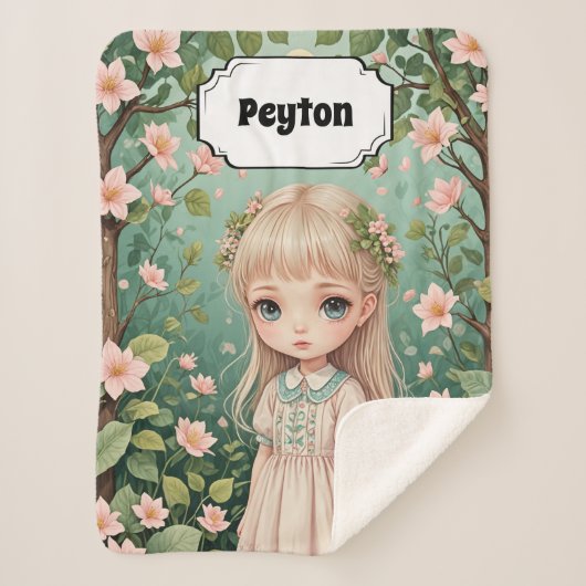 花の抱擁パーソナライズされた シェルパブランケット (正面)