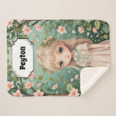 花の抱擁パーソナライズされた シェルパブランケット (正面(横))